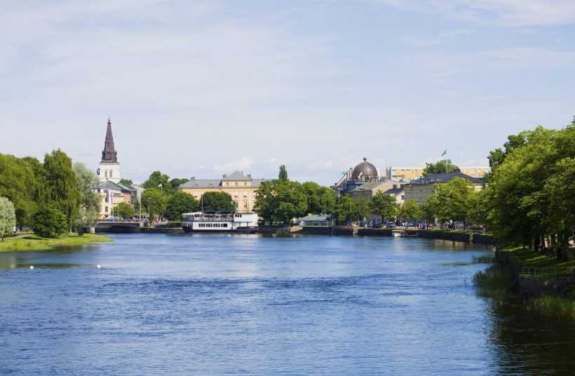 Karlstad, Sweden - June 18, 2011: City of the town Karlstad in Sweden with the river klaralven running through the city