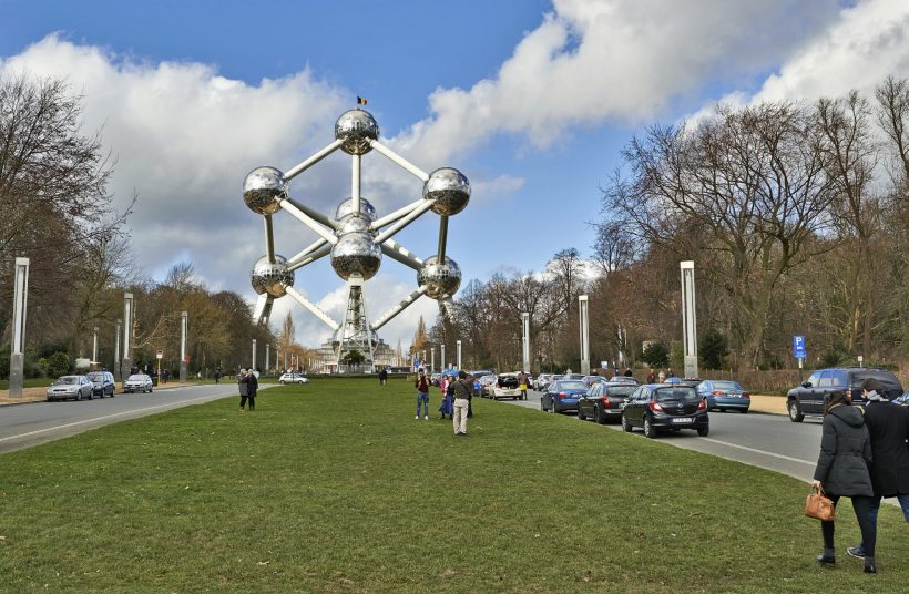 BRUSSELS, BELGIUM-FEBRUARY 16, 2014:The Atomium is a famous place in Brussels, originally built for Expo '58, the 1958 Brussels World's Fair.